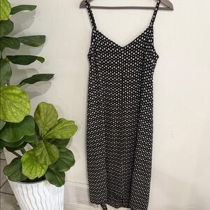 Black Polka Dot Slip Dress - Lightweight Spaghetti Strap Maternity Dress